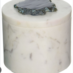 White Marble Box with Agate Knob