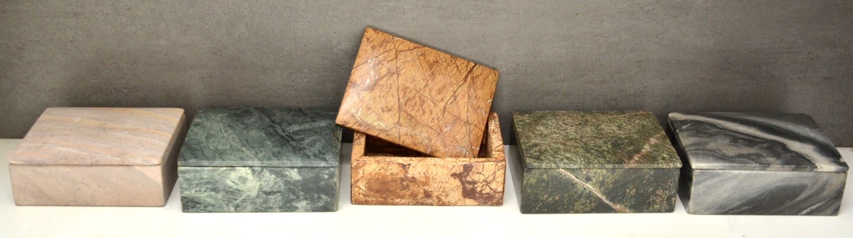 Rainbow Sandstone / Green Marble / Forest Brown Marble / Forest Green Marble / Gray Marble Jointed Boxes with CURVED Lids