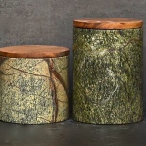 Marble Canisters with Wooden Lids