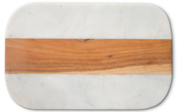 Marble and Acacia wood jointed Board with felt feet underneath
