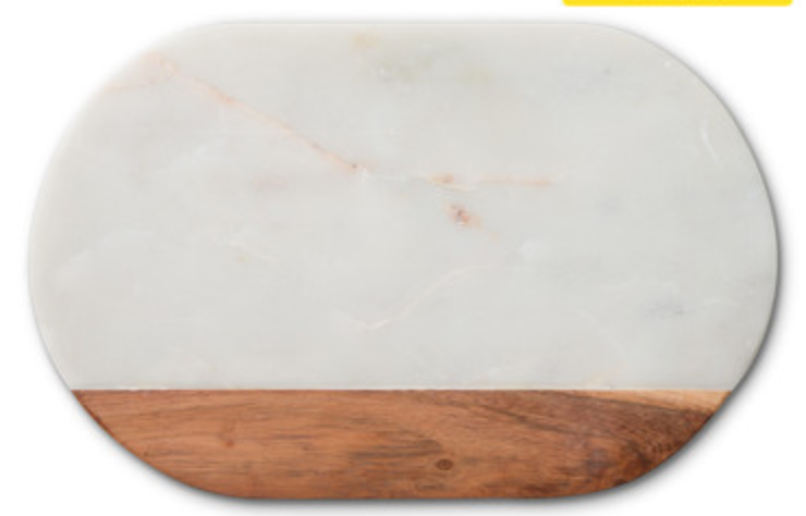 Marble and Acacia wood jointed Board with felt feet underneath