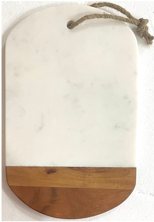 Marble and Acacia wood jointed Board with felt feet underneath and String