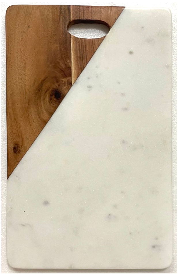 Marble and Acacia wood jointed Board with felt feet underneath