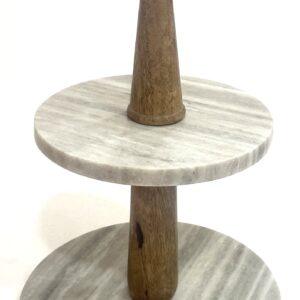 Brown Marble and Mango Wood Tiered Server