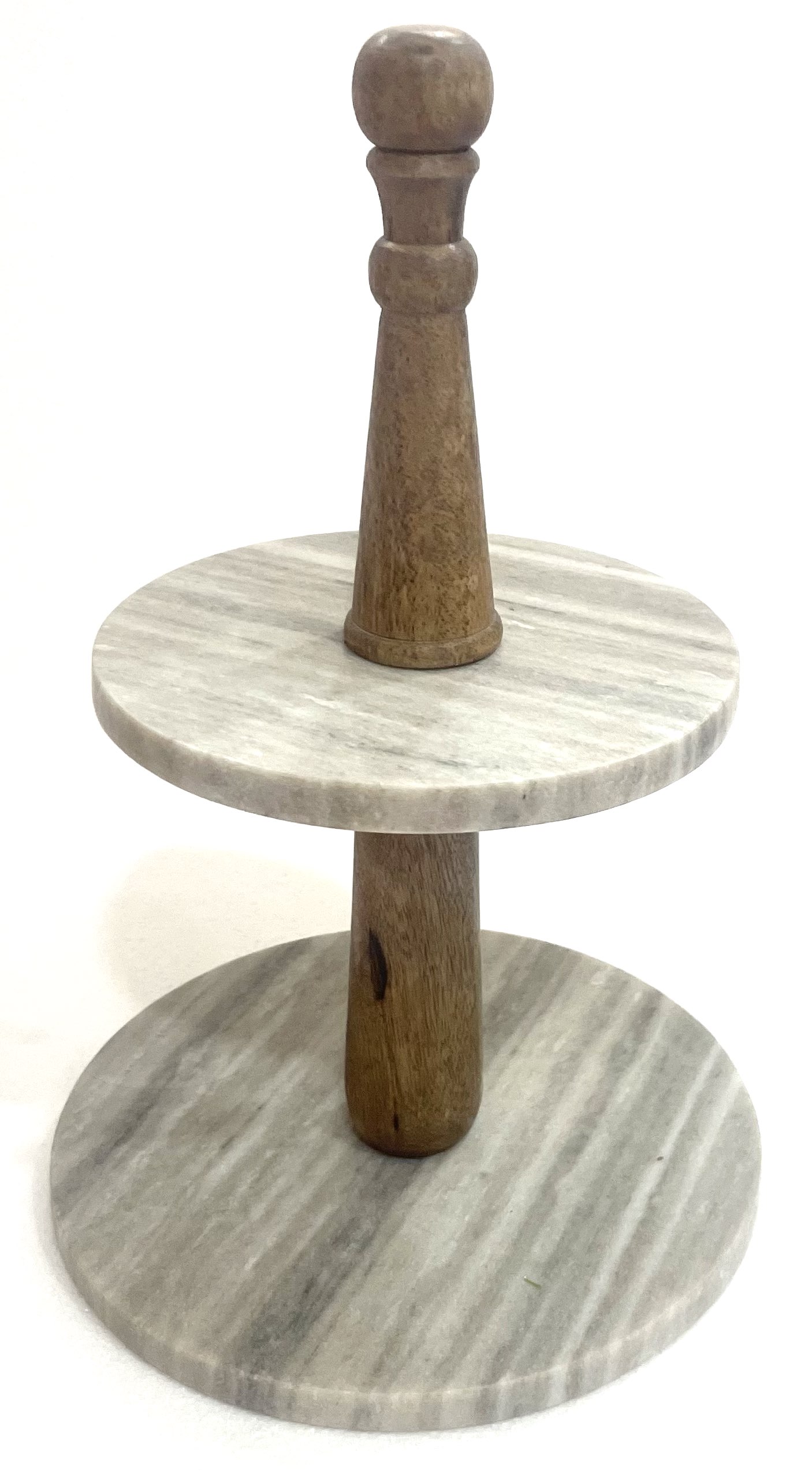 Brown Marble and Mango Wood Tiered Server