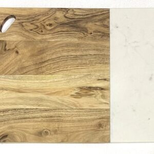 Creamish White Marble and Acacia Wood Jointed Platter