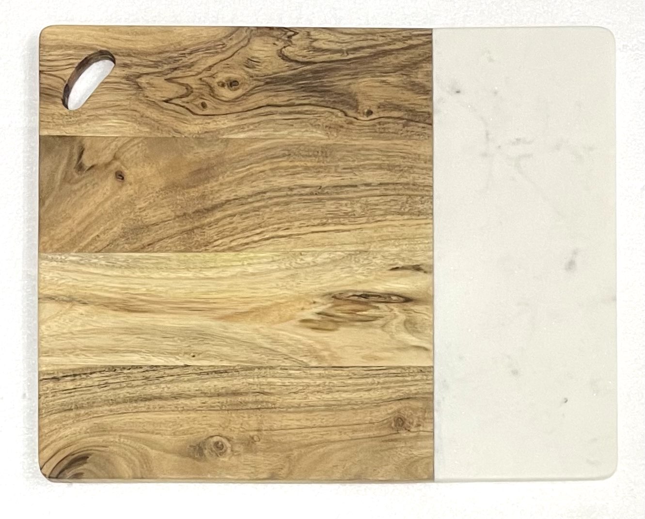 Creamish White Marble and Acacia Wood Jointed Platter