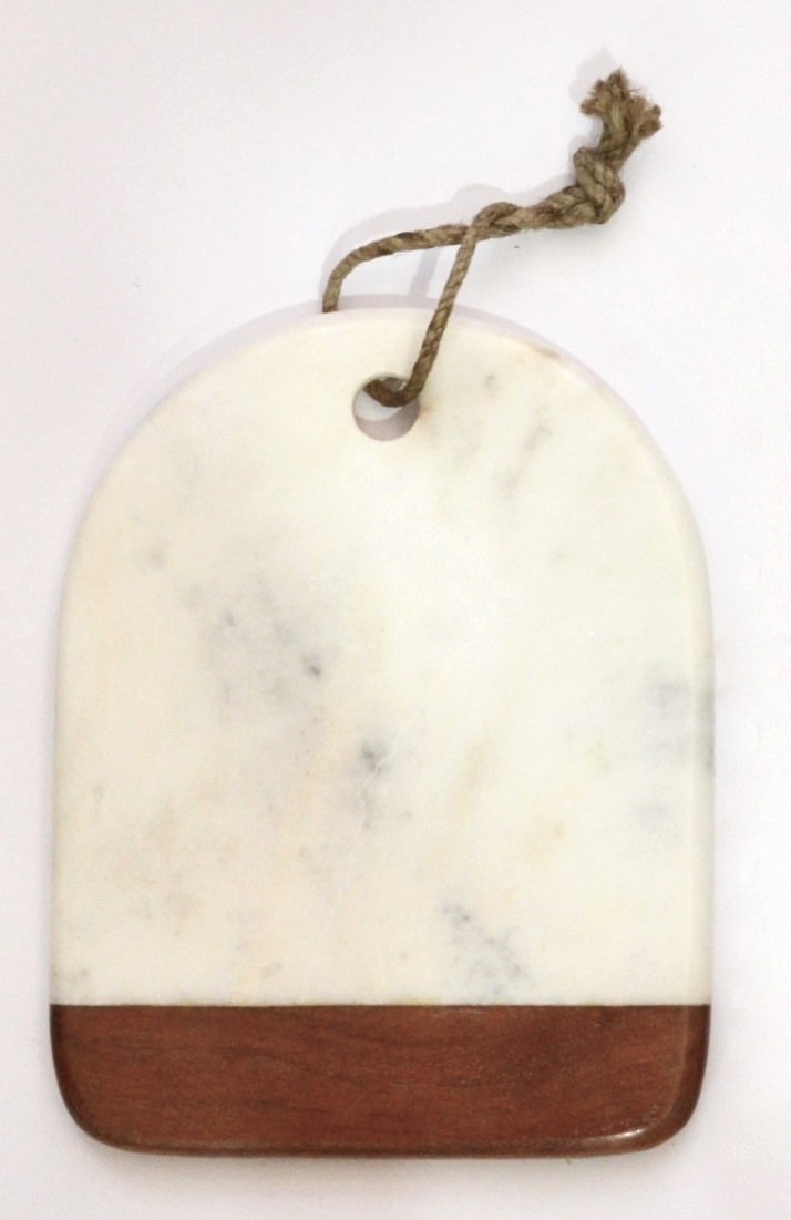 Creamish White Marble and Acacia Wood Jointed Board