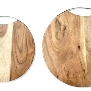 Acacia Wood Jointed “ROUND” Boards with Brass Handle