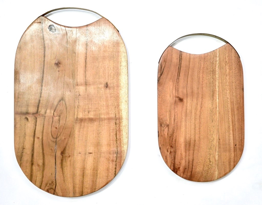 Acacia Wood Jointed “OVAL” Boards with Brass Handle