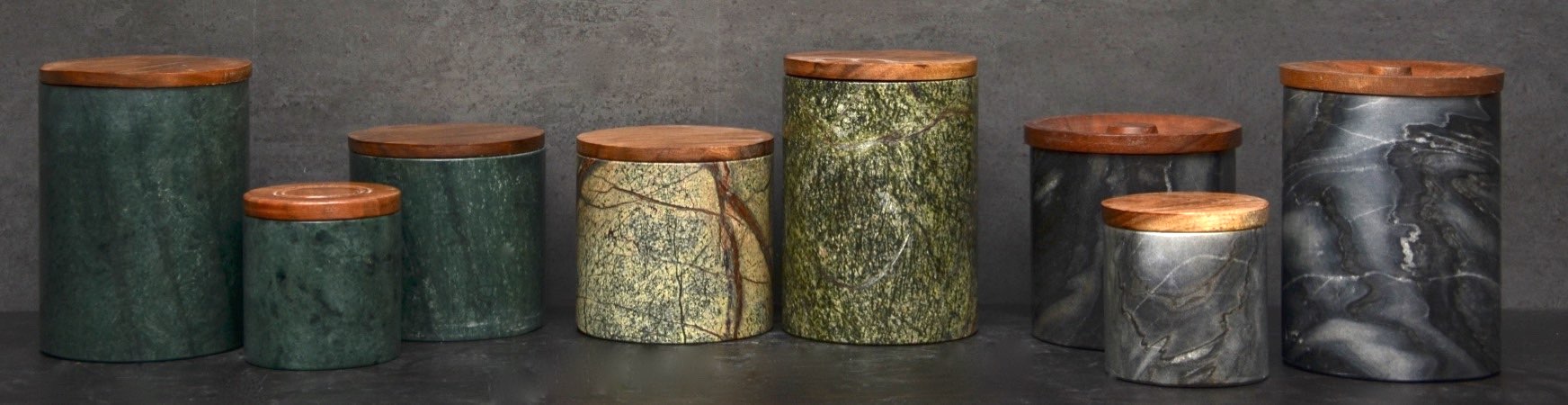 Marble Canisters with Wood Lids