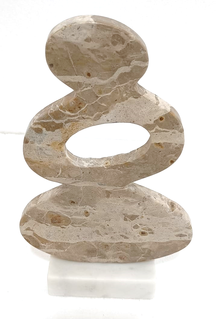Leopard Marble Object With White Marble Base