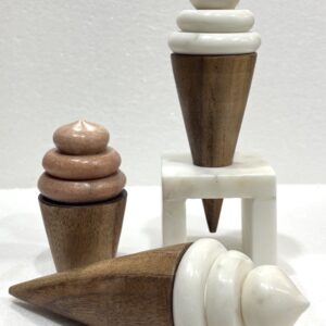 Pink & White Marble Ice Cream With Wood