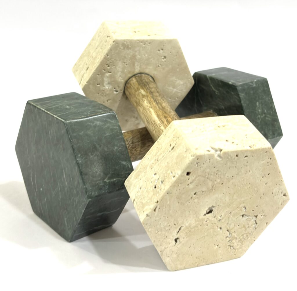 Green Marble Dumbbell & Travertine Dumbbell