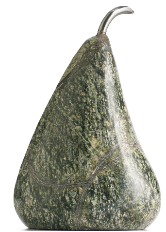 Forest Green Marble Pear with Metal Stem