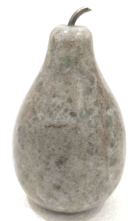 White/Beige Marble Pear with Metal Stem