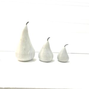 White/Beige Marble Pear with Metal Stem