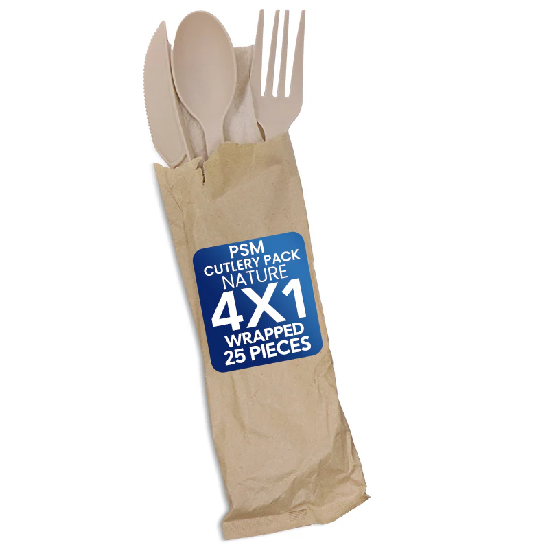 PSM Cutlery Pack Nature 4 x 1 – Eco-Friendly Disposable Cutlery Set