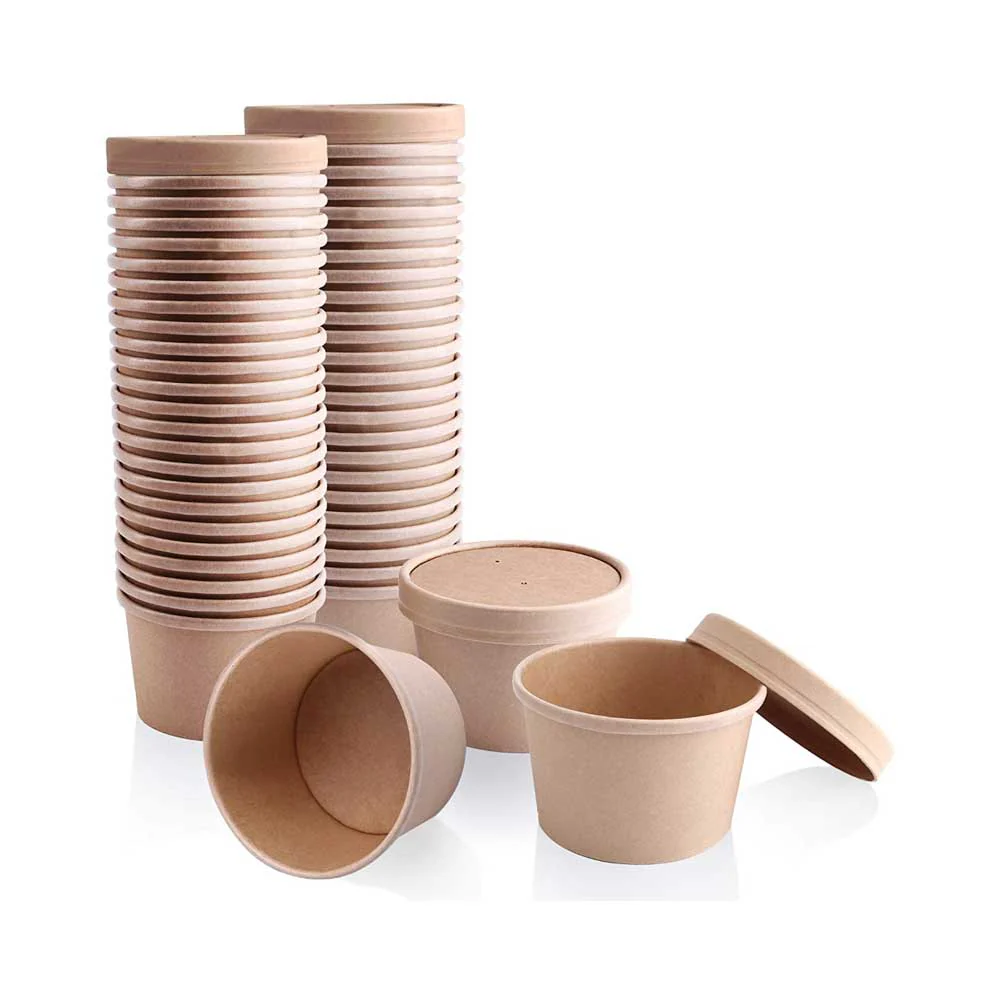 Paper Soup Cups with Lids – Brown | Multiple Sizes | Bulk Pack