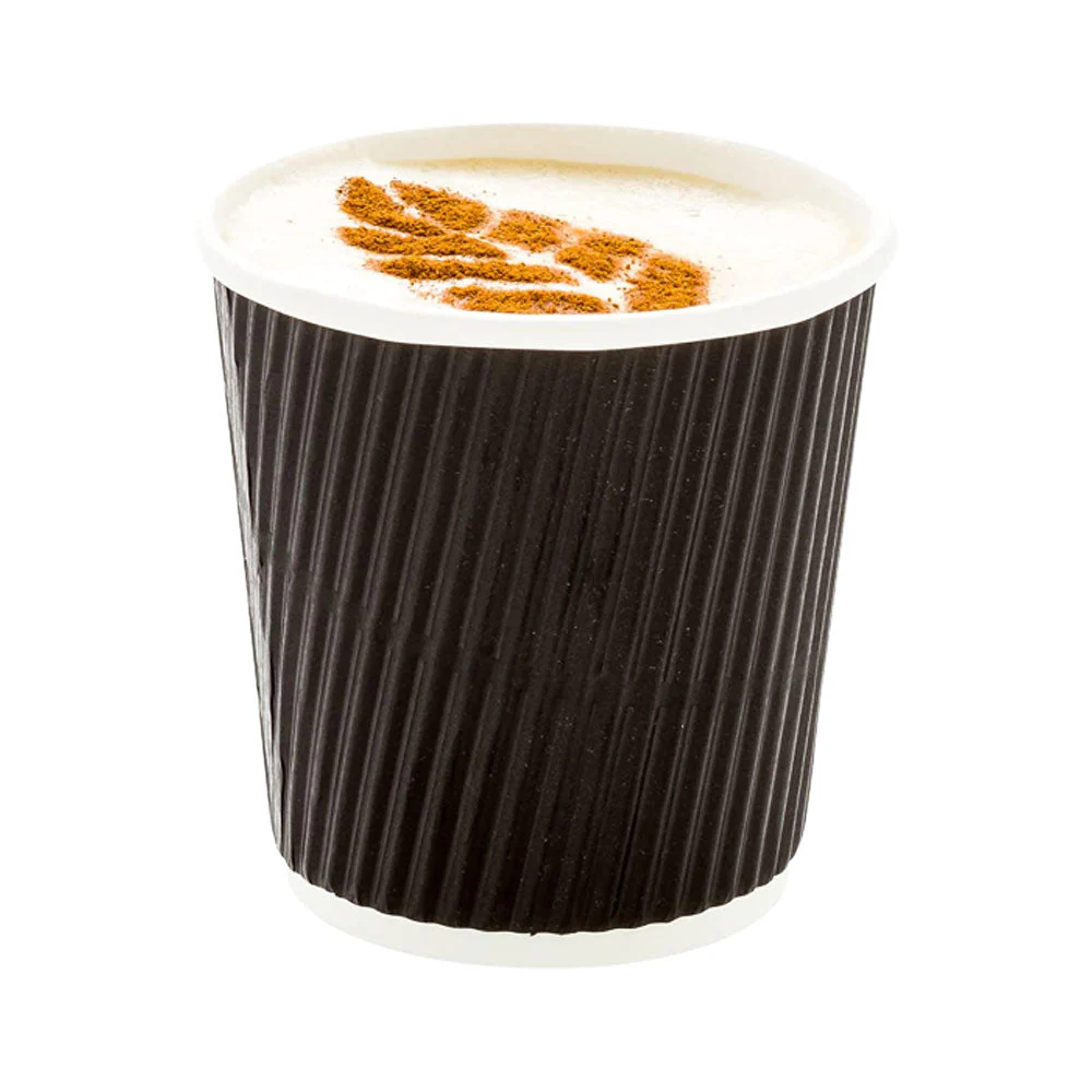 Black Ripple Coffee Cups | Insulated Disposable Hot Drink Cups