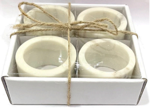 Creamish White Marble Napkin Ring Holder- Set of 4 pieces