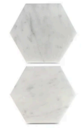 Hexagon Trivet- Creamish White Marble