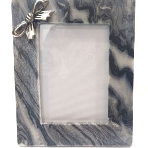 4x6 & 5x7 Gray Marble Photo Frame With Metal Bow