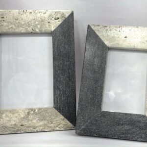 Gray Marble and Silver Travertine Jointed Photo Frames