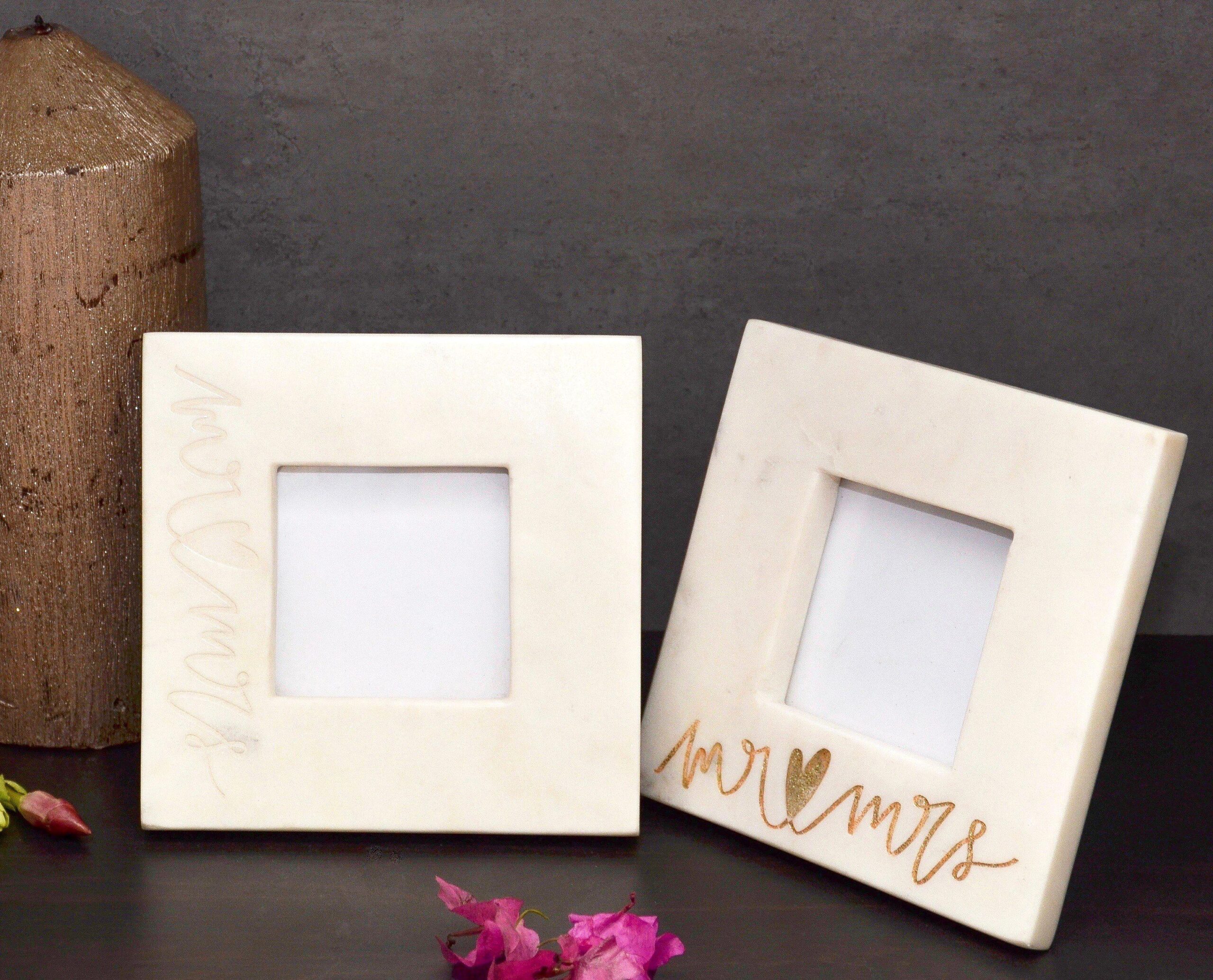 Mr and Mrs Marble Photo Frames with MDF Backing