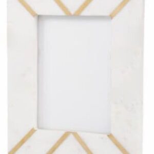 White Marble Photo frame with Brass inlay