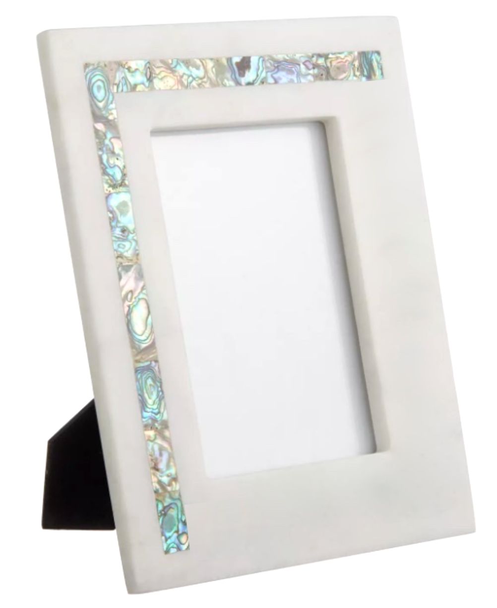 White Marble Photo frame with Australian MOP inlay