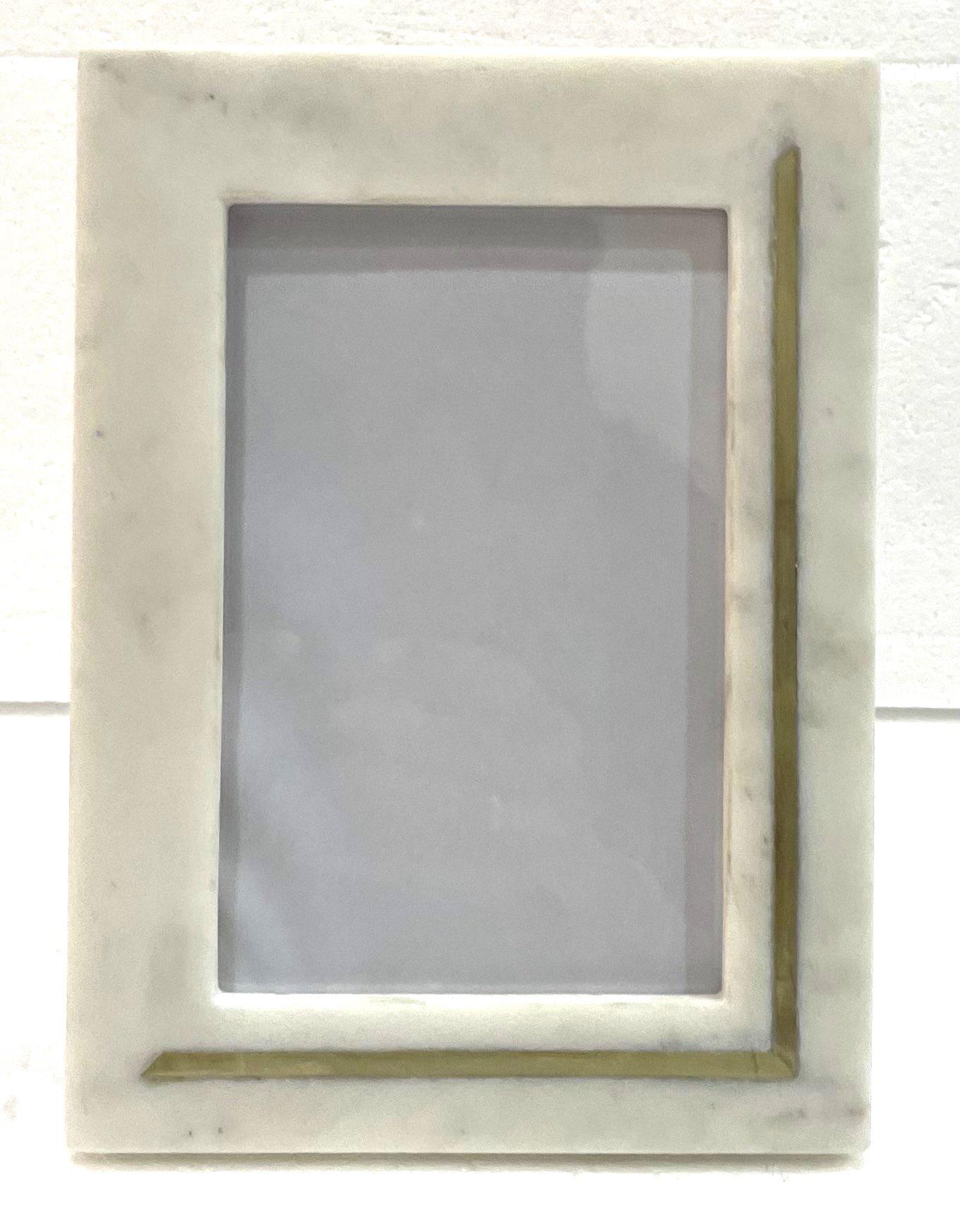 Marble Photo Frame with Brass Inlay and MDF Backing