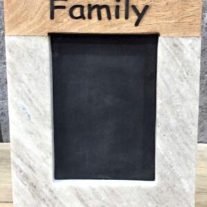 “Family” lazer etched Marble and Wood Jointed Photo Frame with MDF Backing