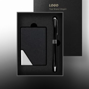 Sleek Minimalist Aluminum Card Case Set in Elegant Presentation Box