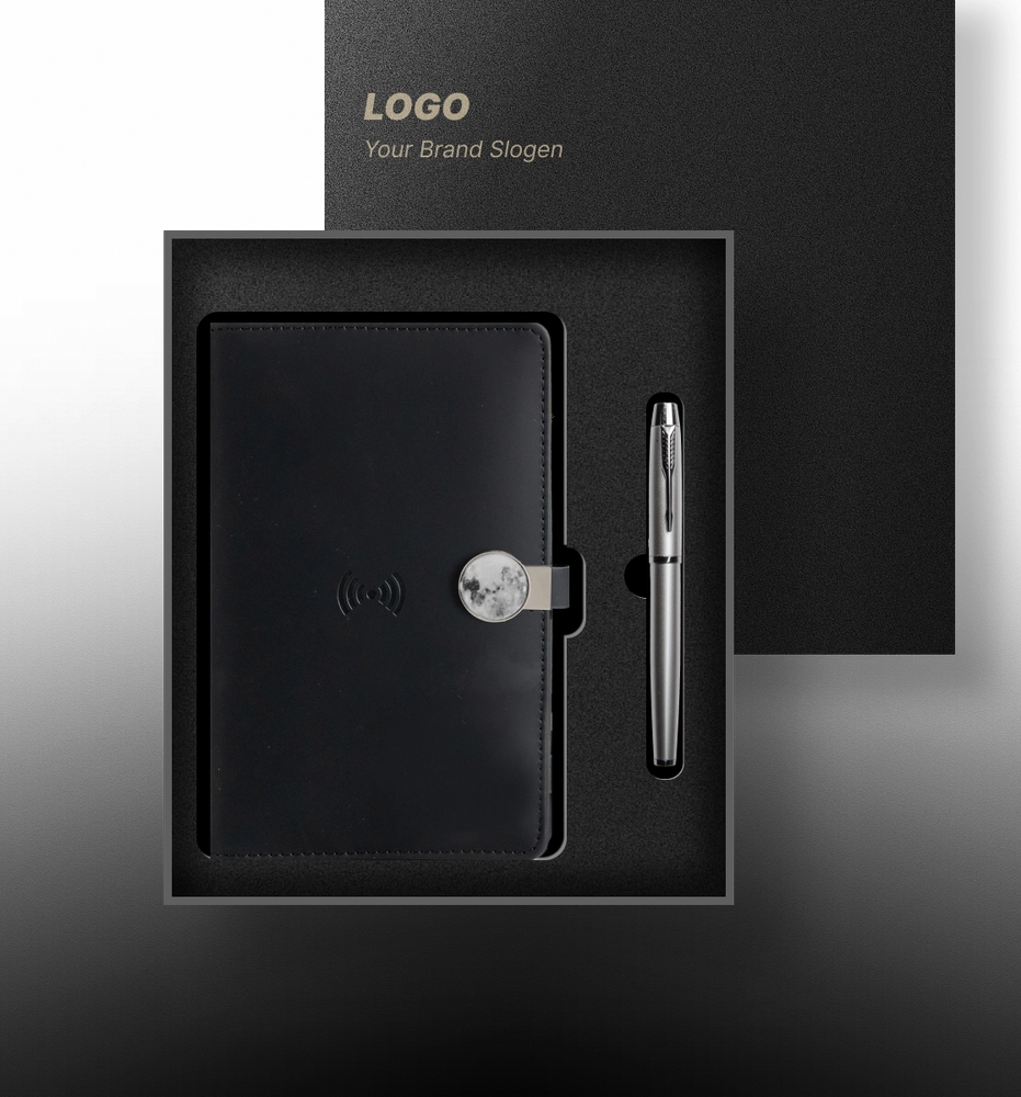 Executive Wireless Charging Notebook and Pen Gift Box
