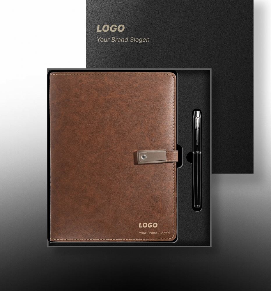 Leather Charging Notebook Set with Luxury Presentation Box