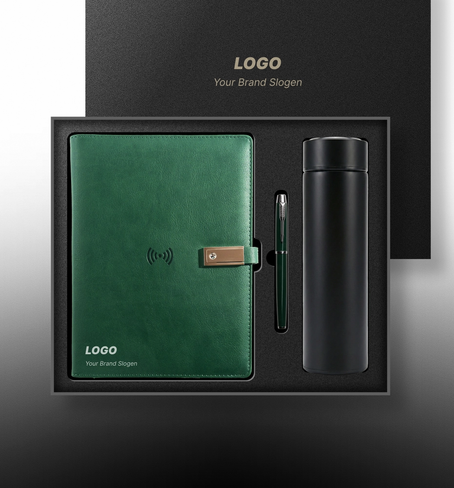 Eco-Friendly Thermo PU Leather Charging Notebook Gift Box