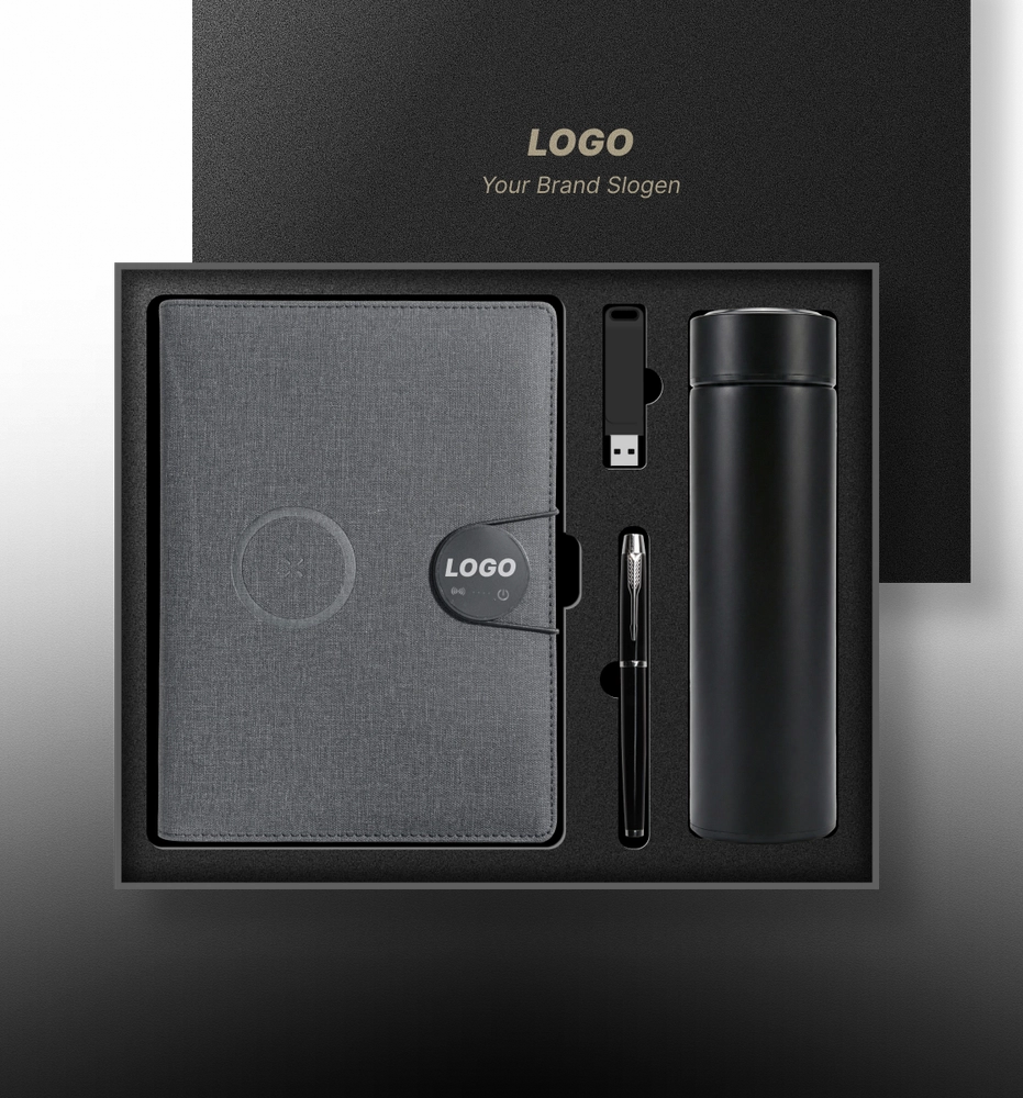 Premium Soft-Touch Leather Notebook with Integrated Wireless Charge