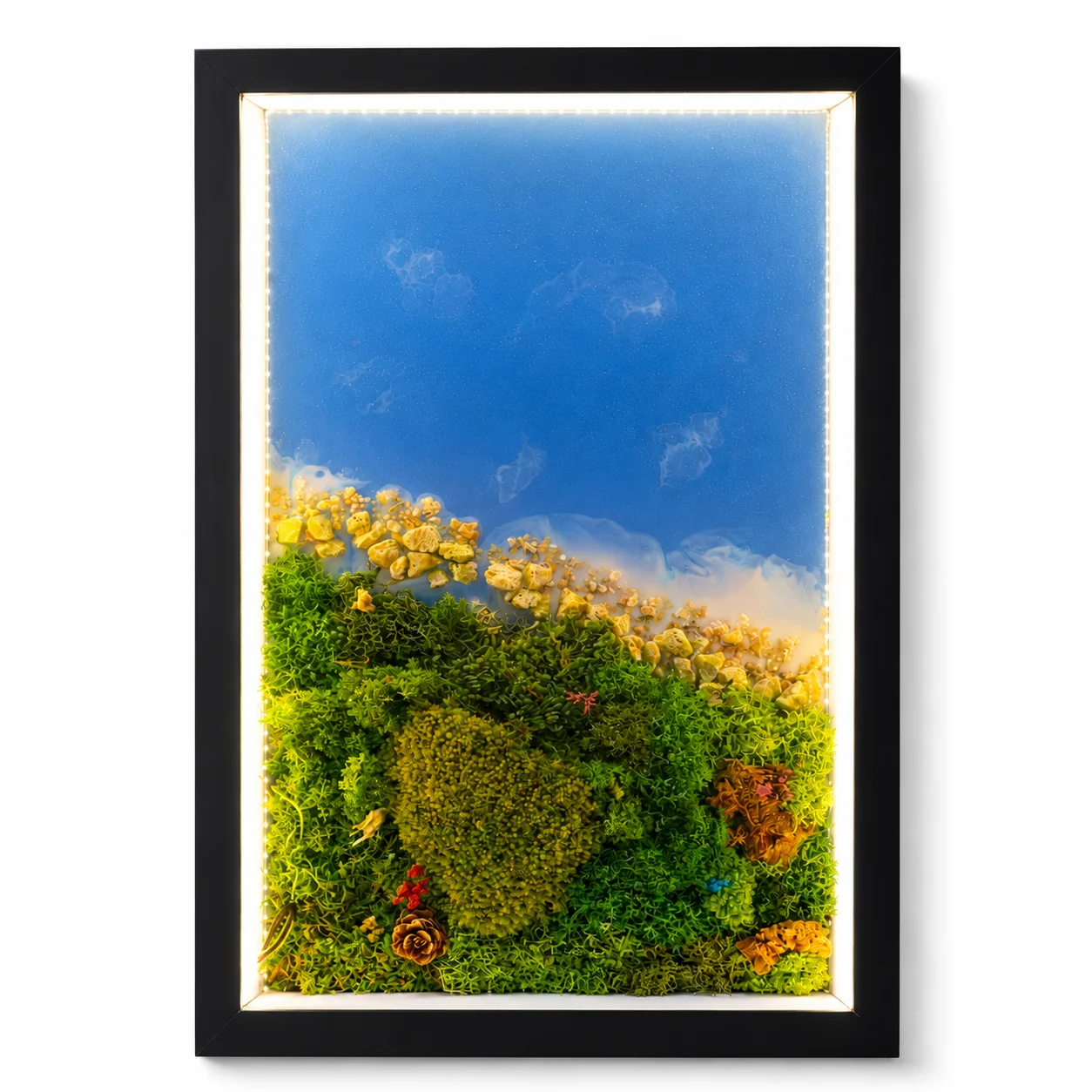Forest Aqua Covered Lit Frame:12" x 18" - Ocean