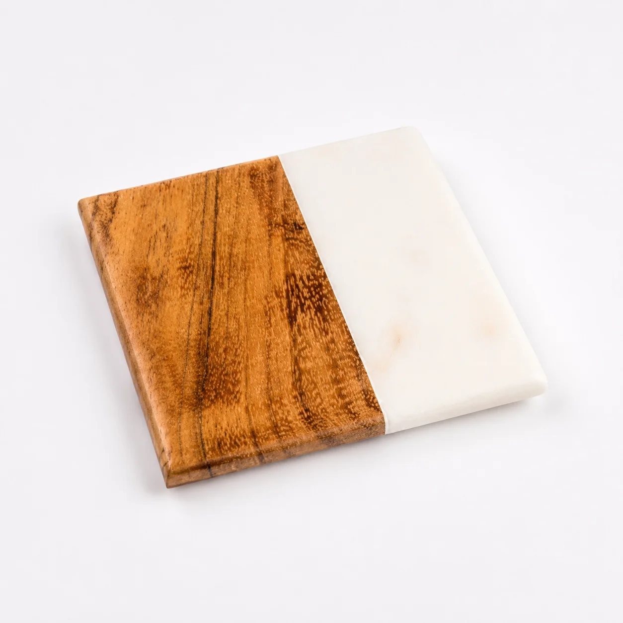 Marble + Wood coaster Square | 4"