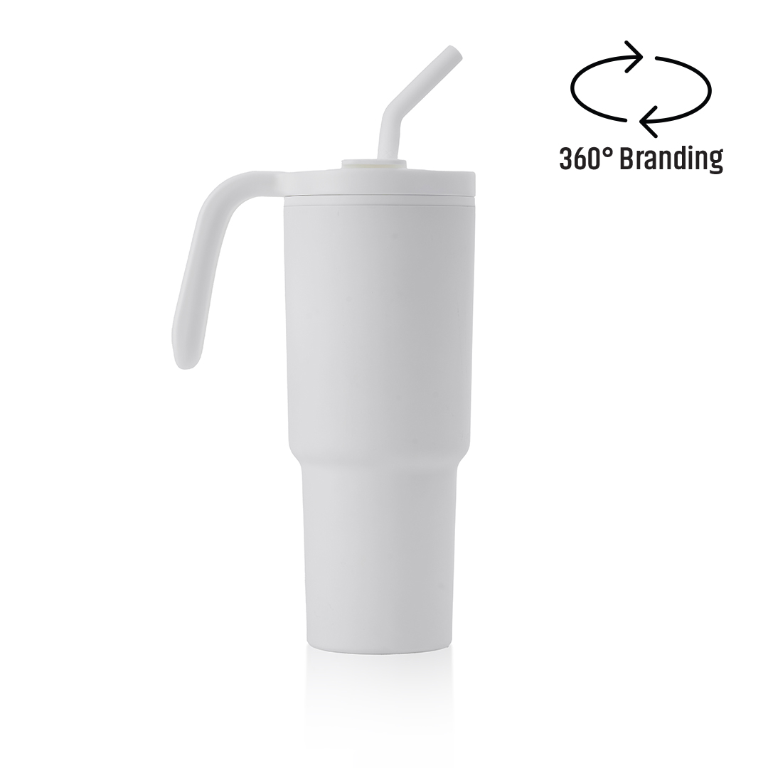 FORZA 360 - Hans Larsen Recycled Stainless Steel/PP Tumbler with 360 Branding - White
