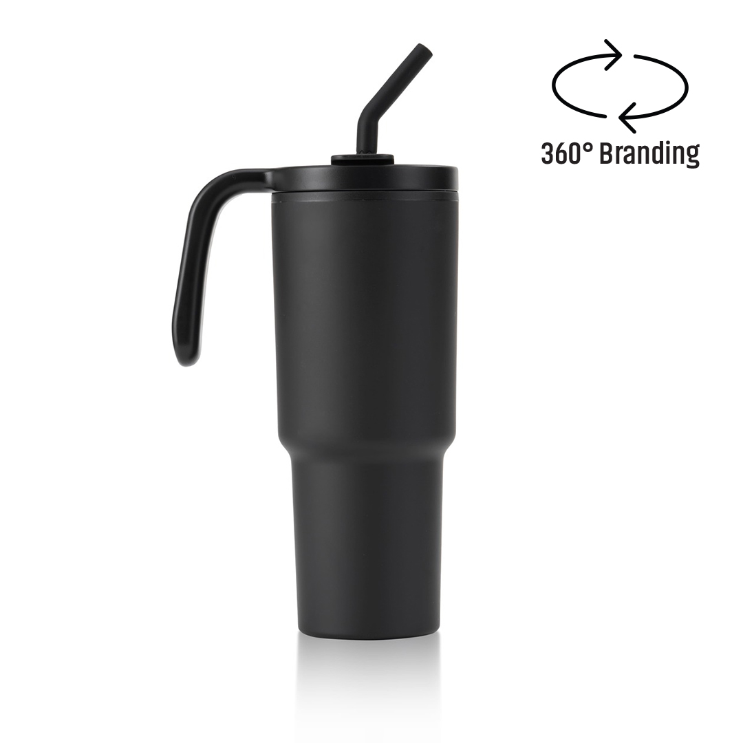 FORZA 360 - Hans Larsen Recycled Stainless Steel/PP Tumbler with 360 Branding - Black