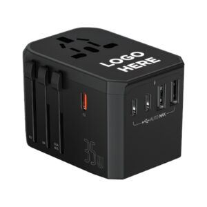 AD 13 UNIVERSAL TRAVEL ADAPTER LIGHT UP LOGO